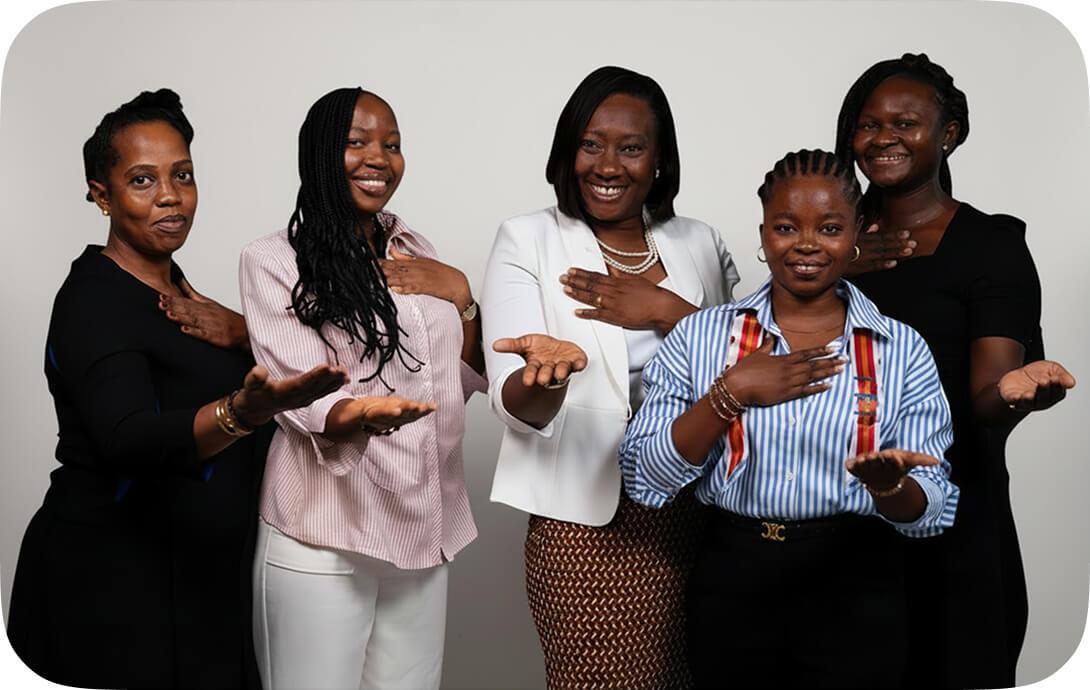 five women in a group photo